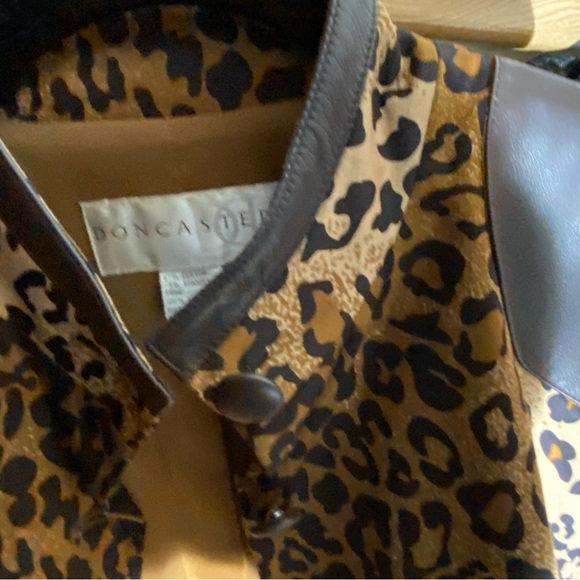 Host Pick! RARE DON CASTER TRUE Modern look VINTAGE LEOPARD/ LEATHER TRENCH - Picture 11 of 16